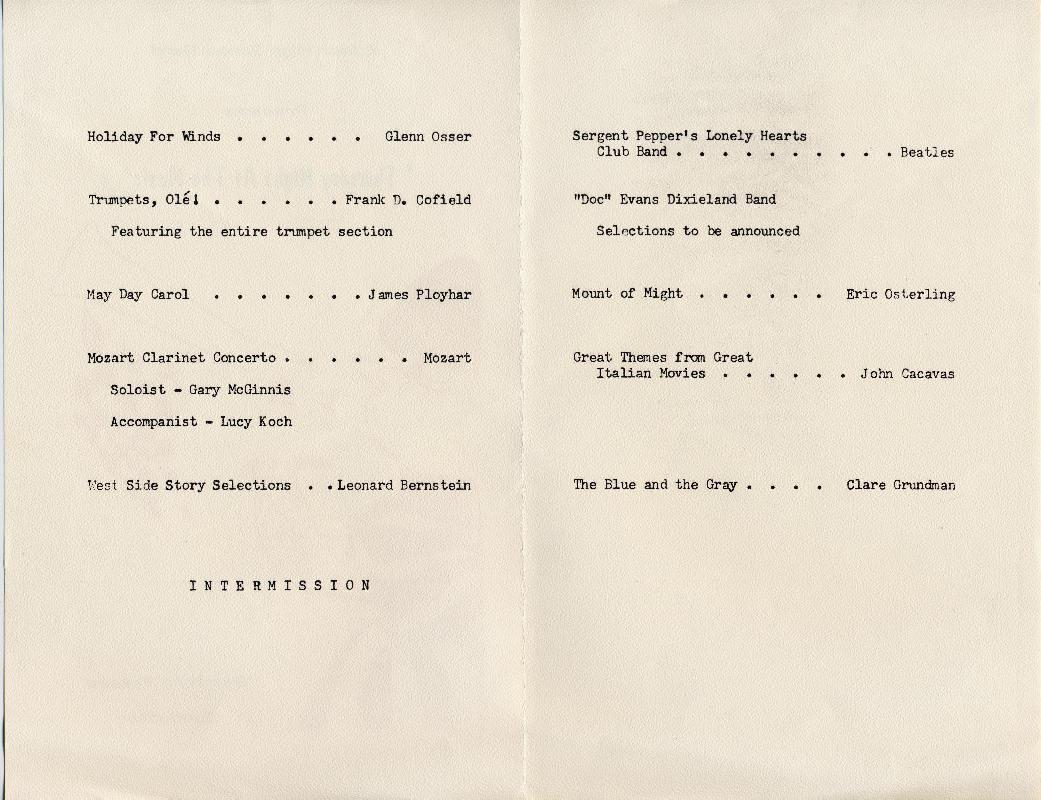 1969 Edison High School Band 
First Annual Pop Concert 1968-69 
'Thursday Night at the Music' 
Stanford Freese, Conductor